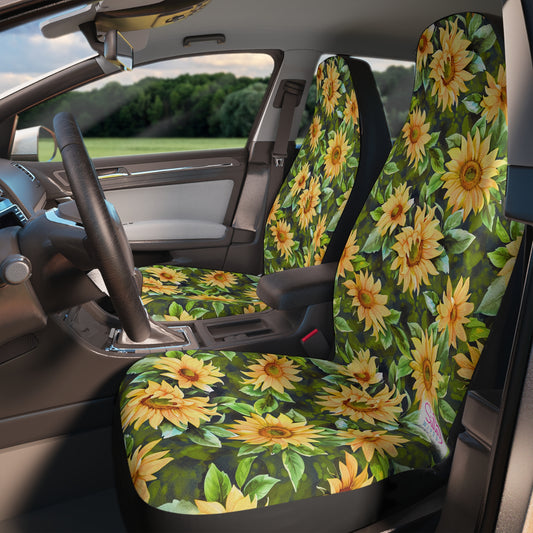 Sunflower Car Seat Covers – Floral Sunflower Auto Seat Covers, Cottagecore Car Interior Decor, Farmhouse Floral Vehicle Accessories