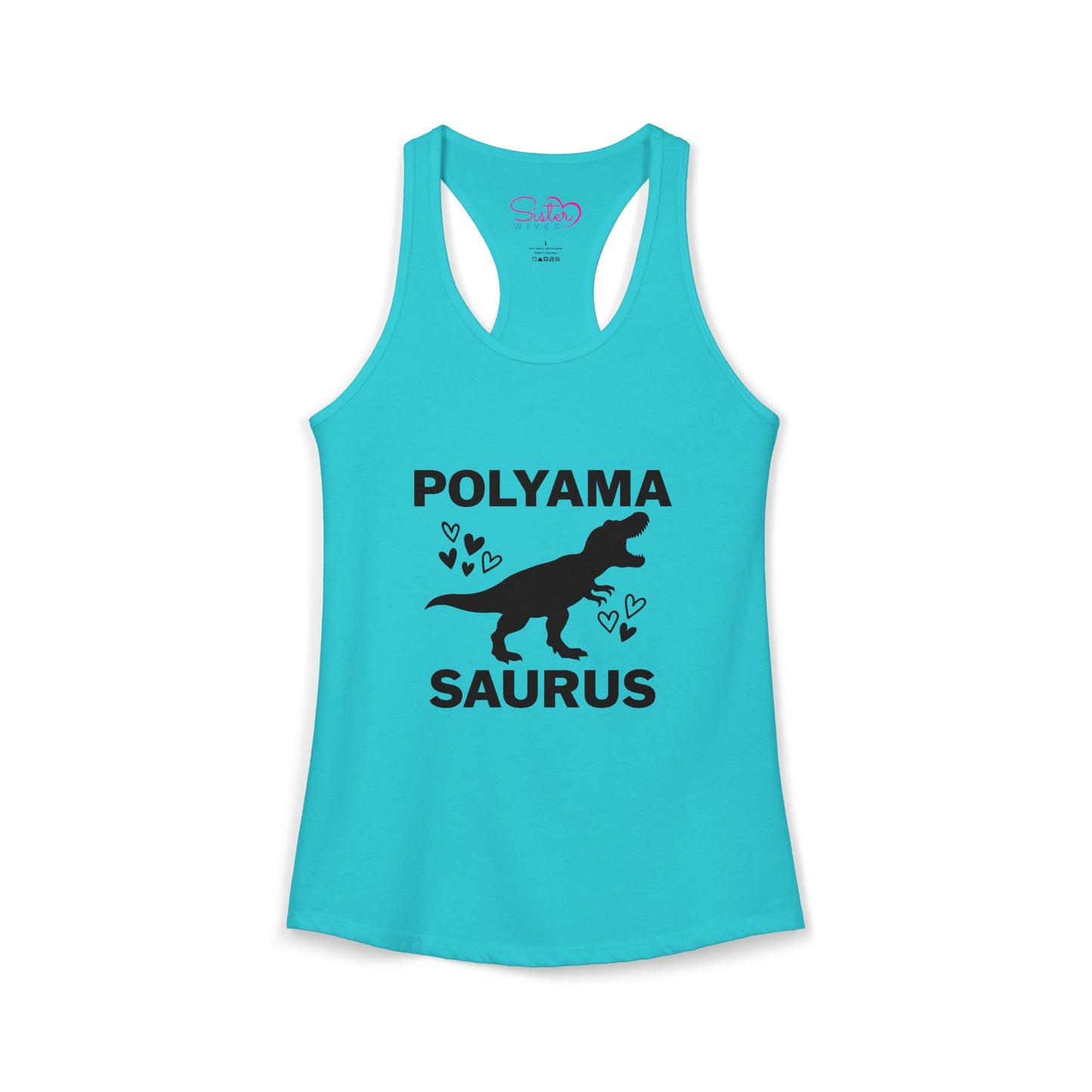 Polyamasaurus Racerback Tank | Polyamory & ENM Dinosaur Tank Top | Chosen Family Funny Summer Shirt | Inclusive Relationship Apparel
