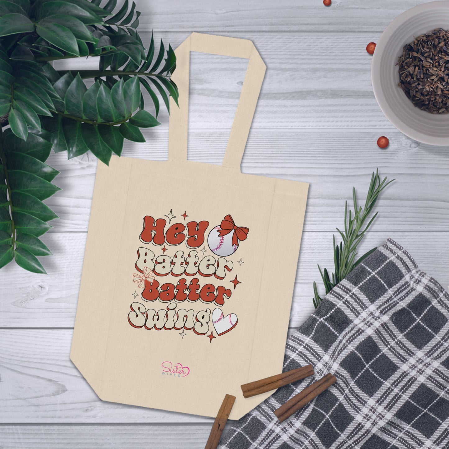 Hey Batter Batter Swing Double Wine Tote – Funny Swinger Wine Bag | ENM Polyamory Date Night Tote | 2 Bottle Canvas Wine Carrier
