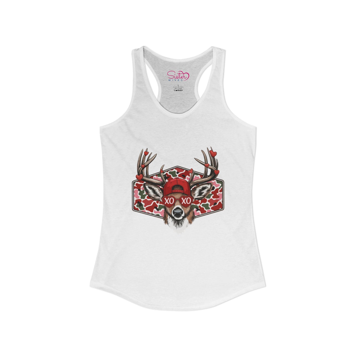 XO Deer Skull Racerback Tank – Dark Romance Woodland Tank Top | Gothic Valentine Aesthetic | Poly & ENM Friendly Apparel