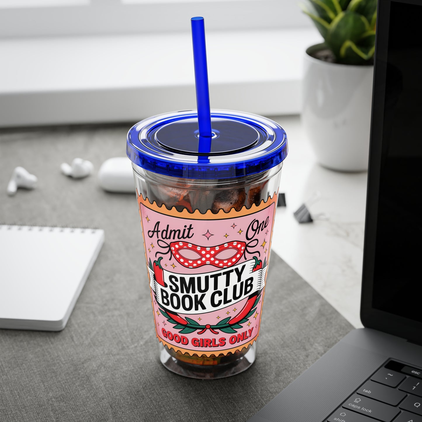 Admit One: Smutty Book Club – 16oz Sunsplash Tumbler | Polyamory Pride Cup | ENM Lifestyle Drinkware | Swinger Aesthetic Travel Cup | Spicy Romance Reader Gift | Poly, Open Relationship, Hotwife Vibes...