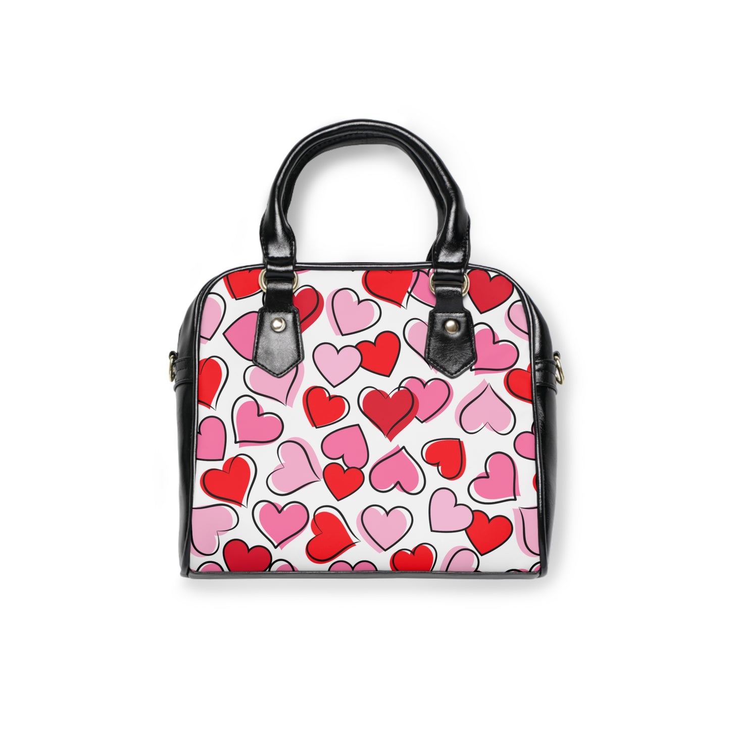White Valentine’s Heart Print Shoulder Handbag – Love-Themed PU Leather Purse, Polyamory & ENM Friendly Gift, Swinger Lifestyle Fashion Bag