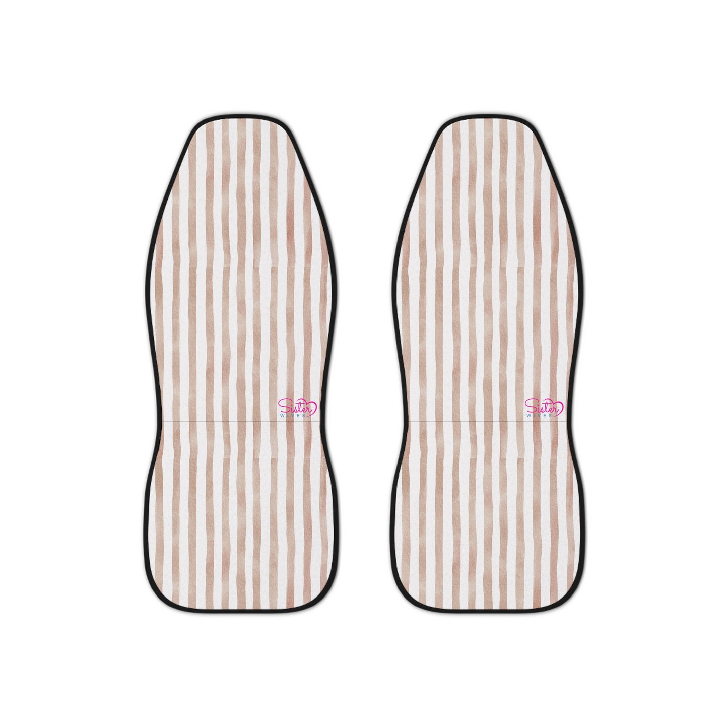 Mauve Pink Stripe Car Seat Covers – Minimalist Boho Auto Decor | Polyamory & ENM Friendly