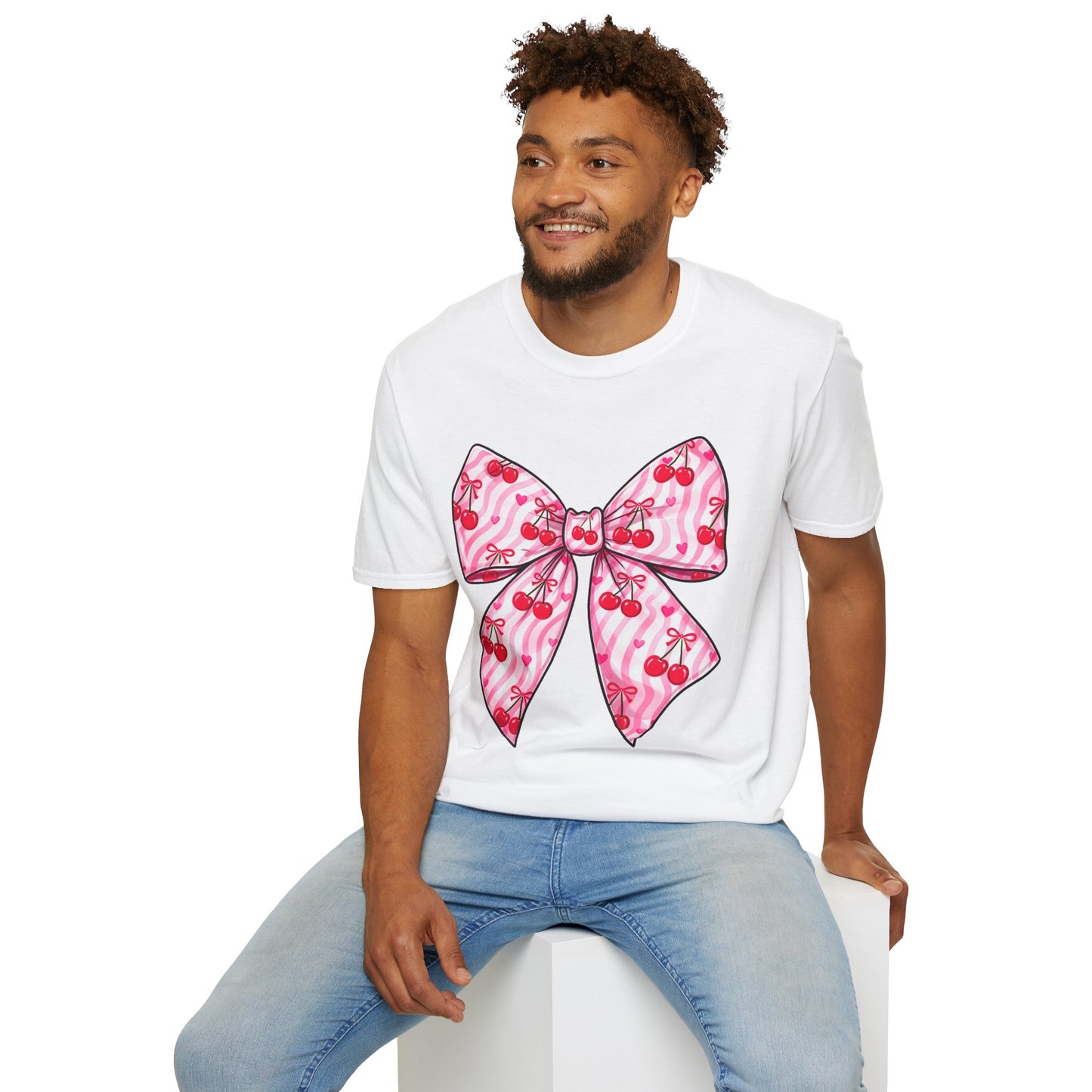 Valentine's Day Red Coquette Bow Shirt – Flirty Valentine Bow T-Shirt, Polyamory ENM Non-Monogamy Symbol Tee, Unisex Gildan 64000