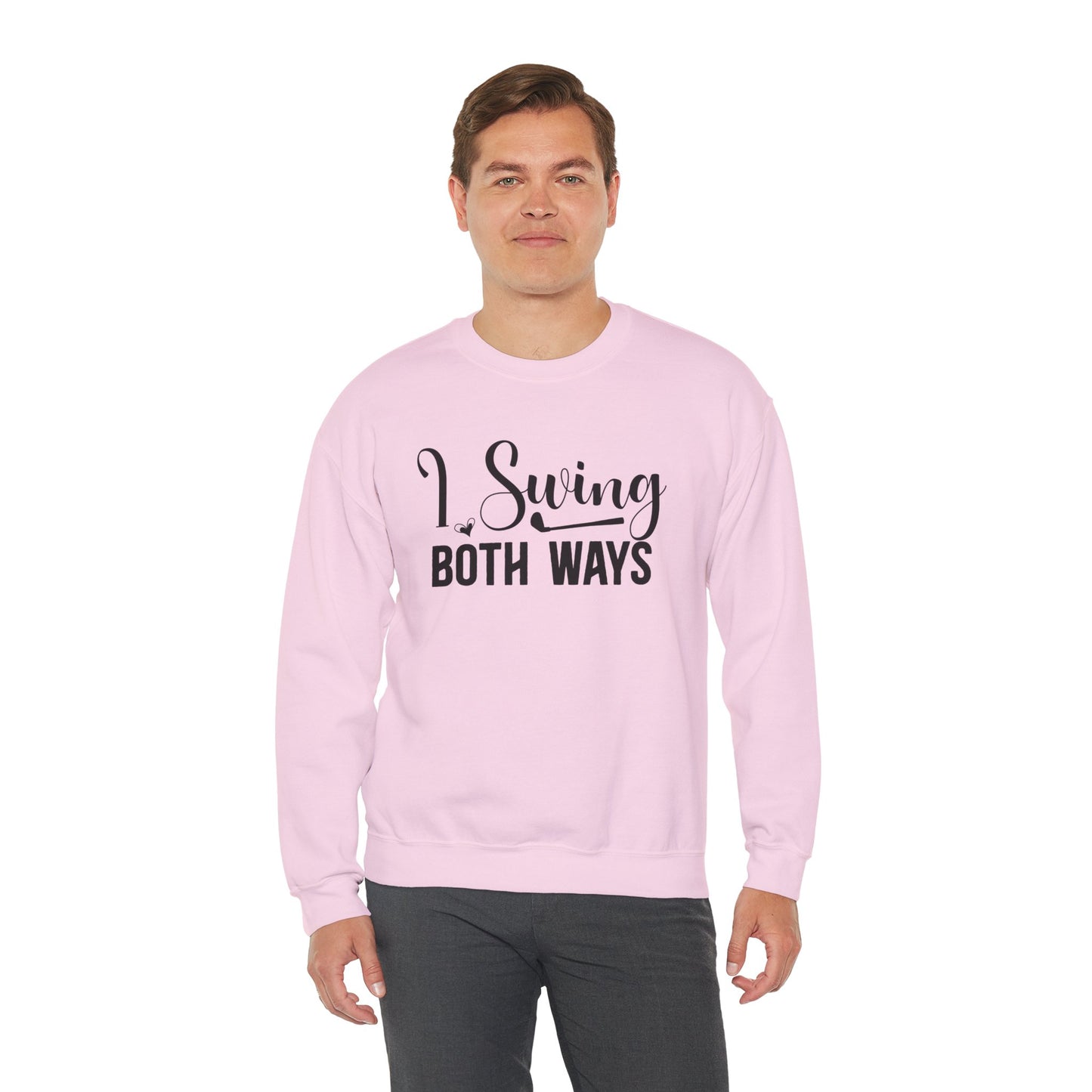 I Swing Both Ways Crewneck Sweatshirt | Bisexual & Swinger Humor Pullover | ENM Friendly Cozy Sweatshirt | Inclusive Relationship Apparel
