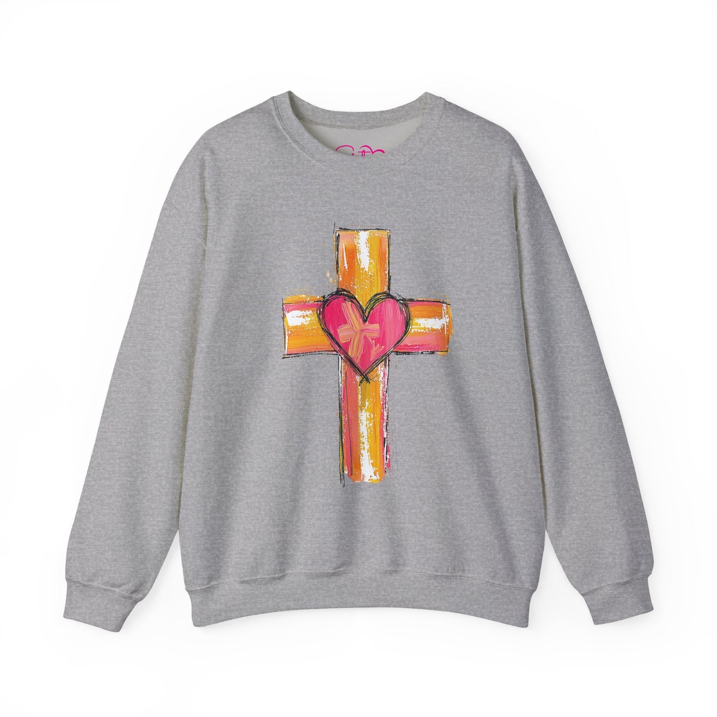 Cross with Heart Crewneck Sweatshirt | Love-Centered Faith Pullover | Inclusive Christian Apparel | Cozy Spiritual Sweatshirt