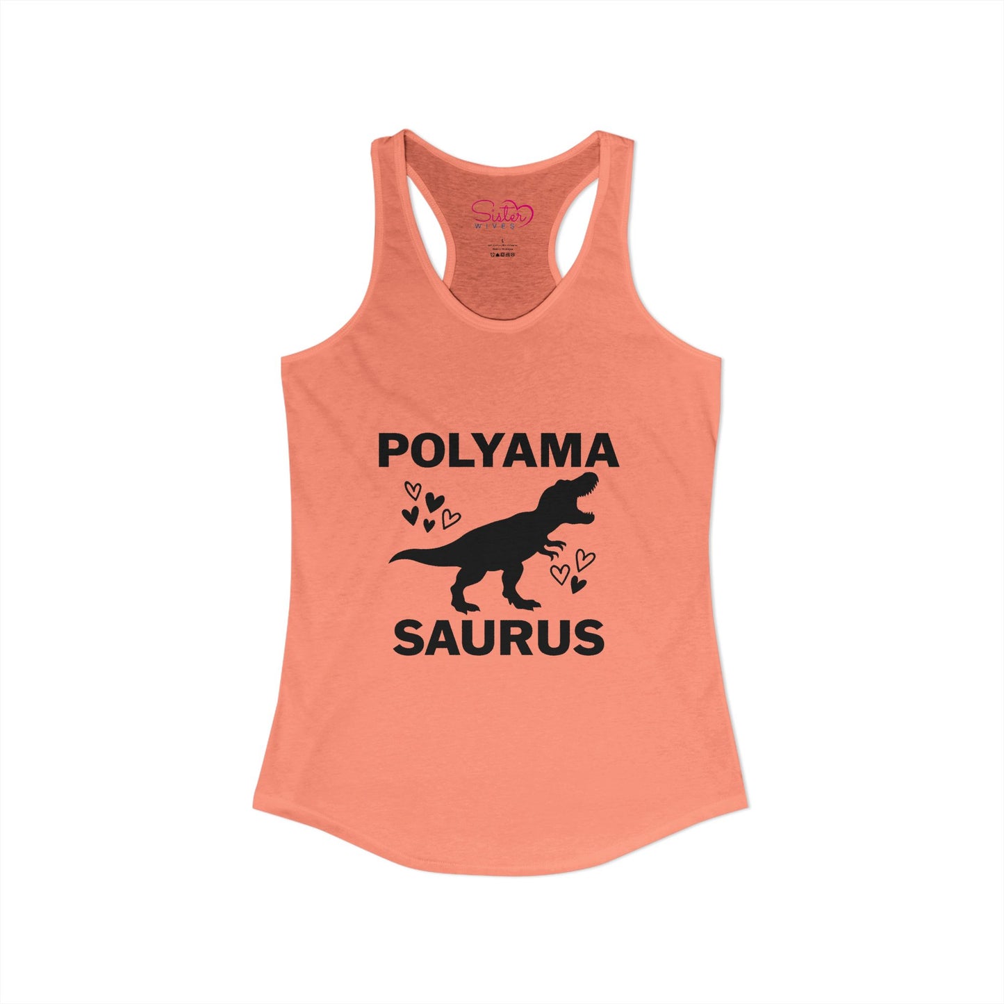 Polyamasaurus Racerback Tank | Polyamory & ENM Dinosaur Tank Top | Chosen Family Funny Summer Shirt | Inclusive Relationship Apparel