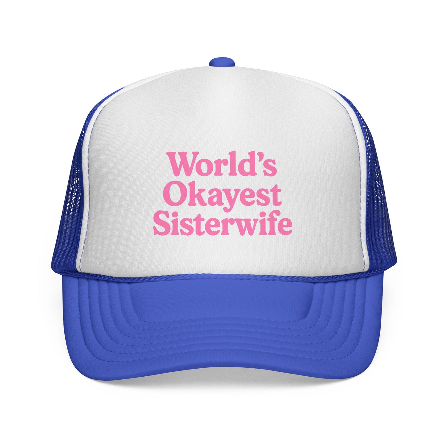 World's Okayest Sisterwife Trucker Cap, Funny Gift for Sisters, Unique Headwear for Events, Casual Style, Best for Family Gatherings