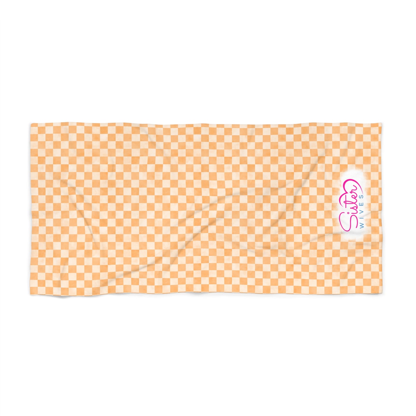 Orange Checkerboard Beach Towel | Polyamory & ENM Friendly | Lifestyle Cruise, Resort & Pride Towel | Sisterwives Beach & Pool Towel