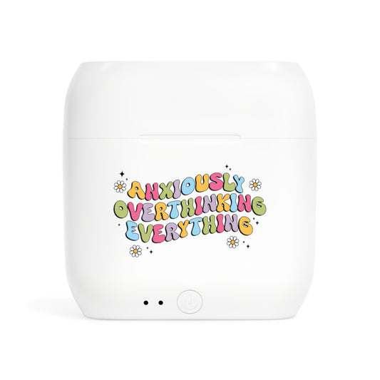 Anxiously Overthinking Everything Wireless Earbuds – Funny Mental Health Earbuds | Essos Bluetooth Earbuds with Charging Case