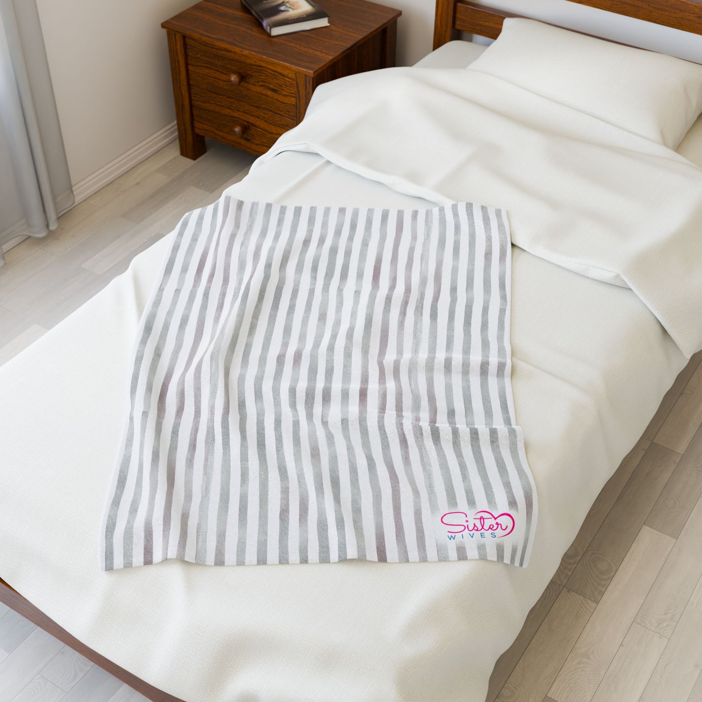 Soft Stripe Throw Blanket – Polyamory Sisterwives ENM Friendly Home Decor | Swinger Lifestyle Cozy Blanket | Minimalist Blush Stripe Throw