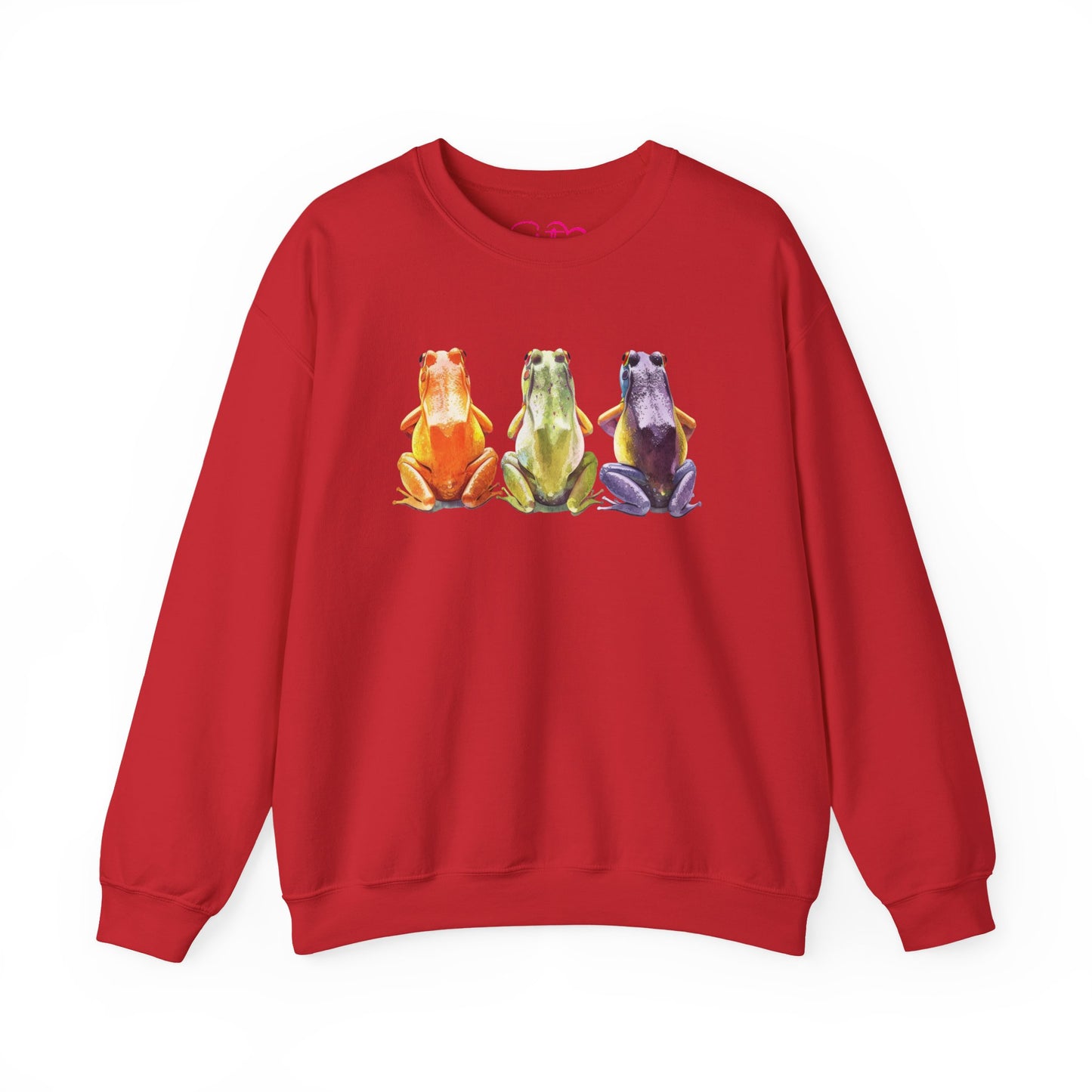Three Frogs Crewneck Sweatshirt | Chosen Family Symbol Pullover | Polyamory & ENM Cozy Apparel | Whimsical Nature Graphic Sweatshirt
