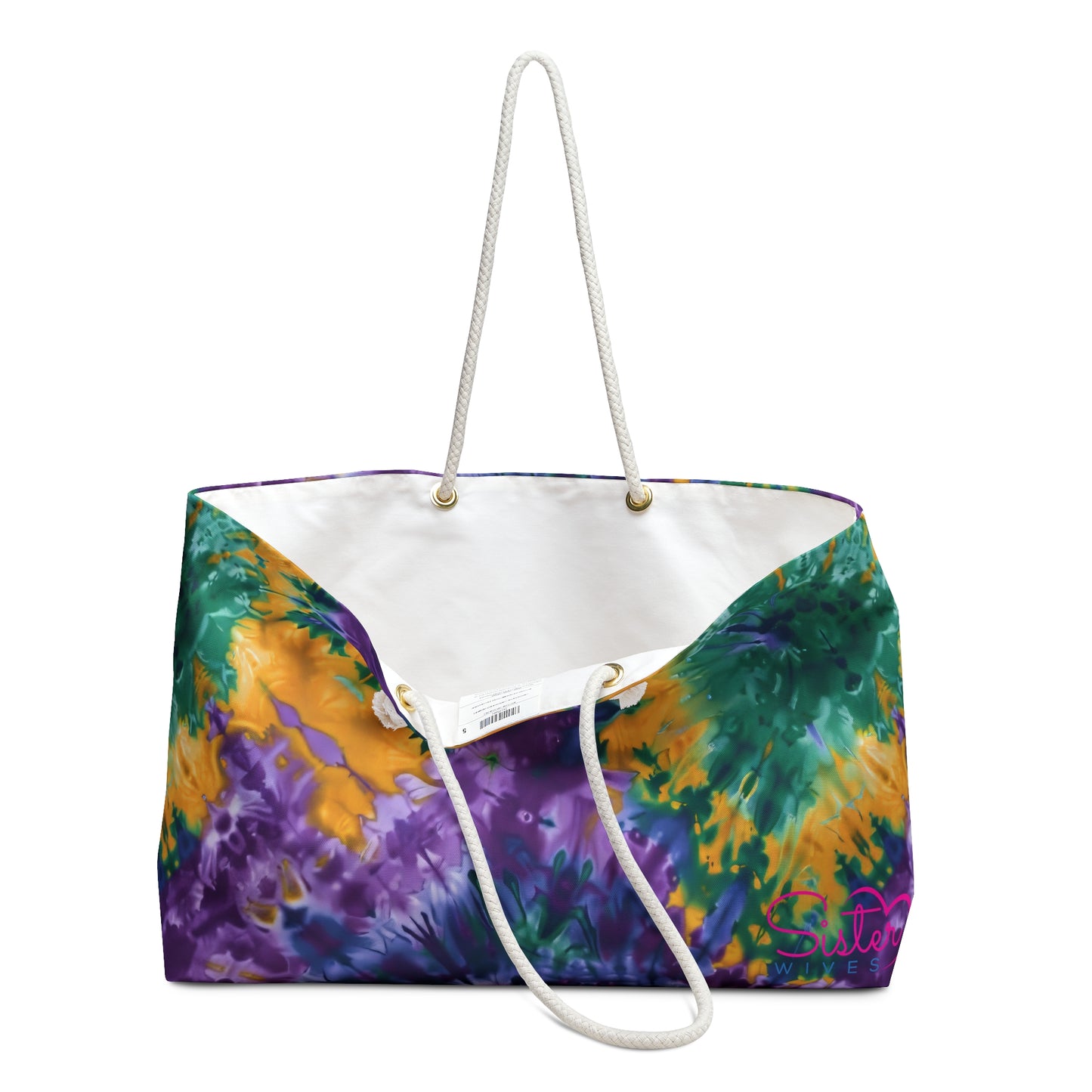 Mardi Gras Tie-Dye Weekender Bag | Polyamory ENM Friendly Travel Tote | Matching Couple & Throuple Overnight Bag | Festival & Cruise Carryall