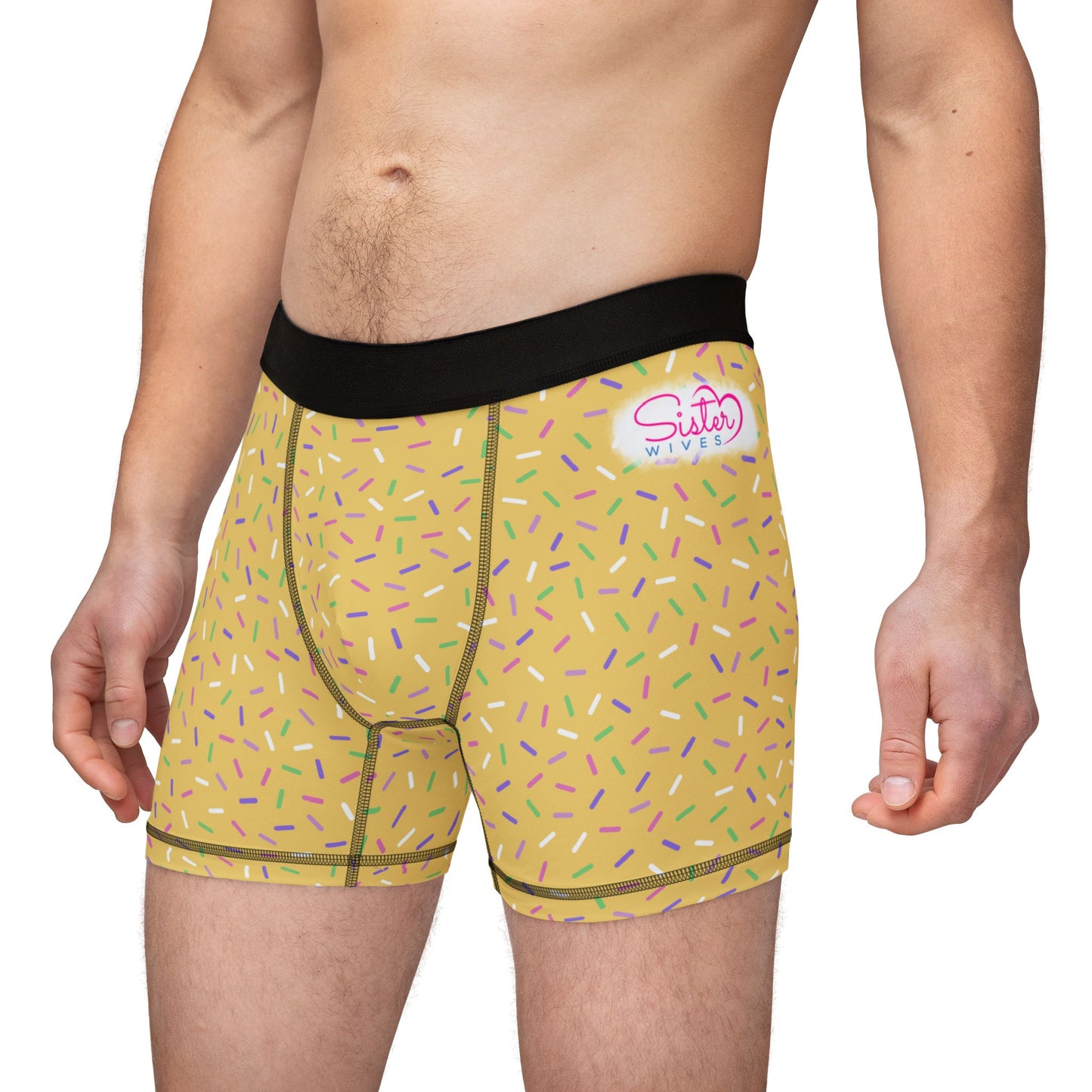 Yellow Sprinkle Men’s Boxer Briefs | Polyamory-Friendly Underwear | ENM Men’s Loungewear | Aesthetic Stretch Boxer Briefs | Body-Positive Intimates