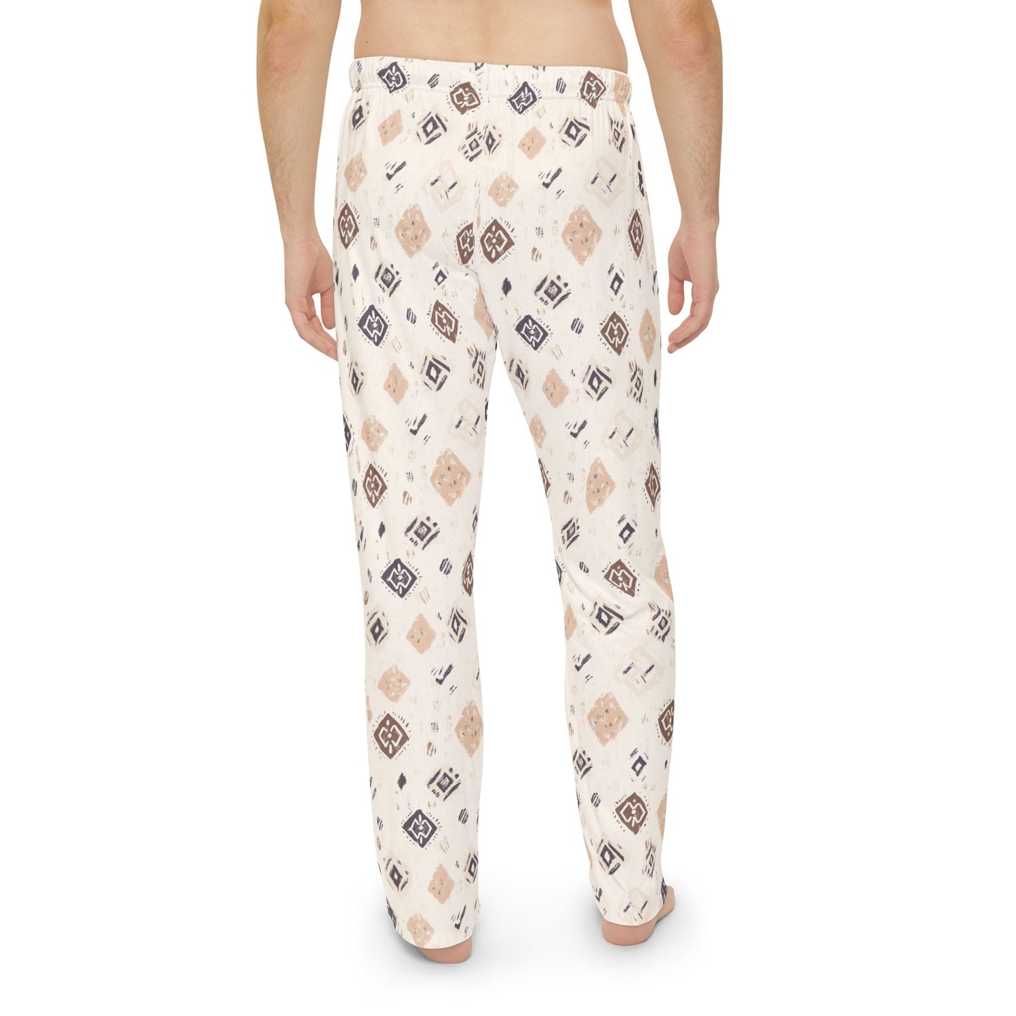 Men’s Neutral Boho Pajama Pants | Earth Tone Abstract Lounge Pants | Minimalist Sleepwear | Polyamory & ENM Friendly