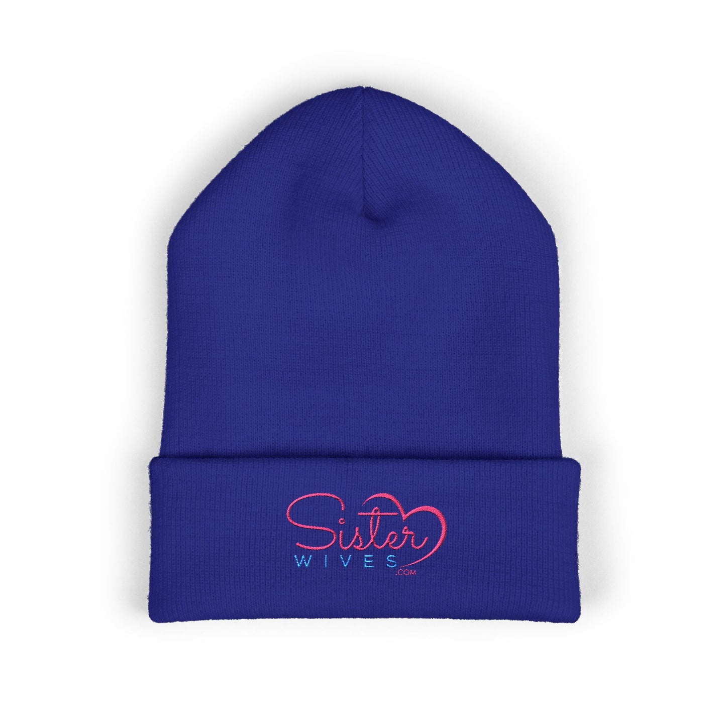 SisterWives Logo Embroidered Cuffed Beanie, Cozy Hat for Family Gatherings, Winter Wear, Holiday Gift, Fashion Accessory