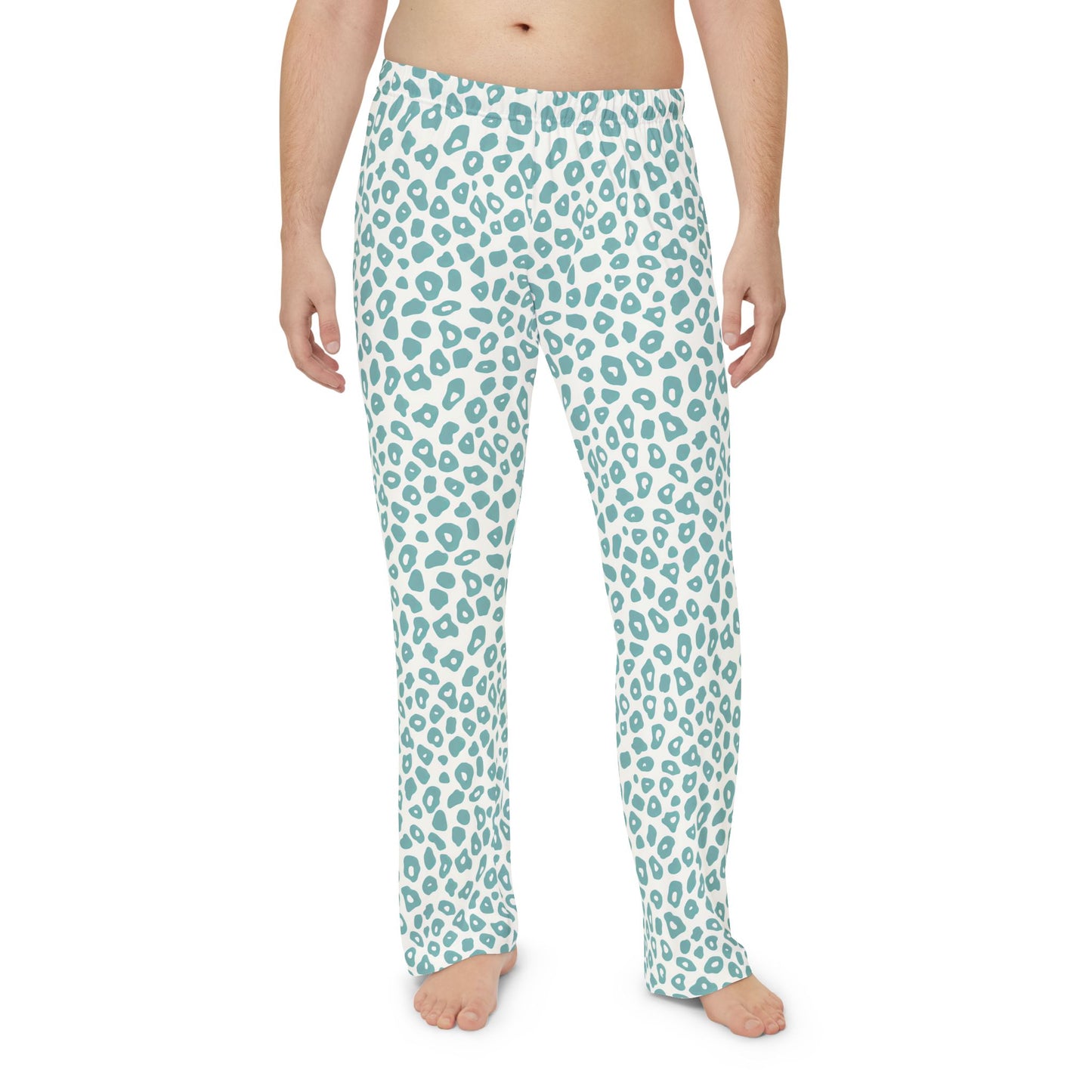 Men's Light Blue Leopard Print Pajama Pants Men’s Boho Abstract Pajama Pants | Teal & Blue Modern Lounge Pants | Polyamory & ENM Friendly Sleepwear | Soft Cozy Gift