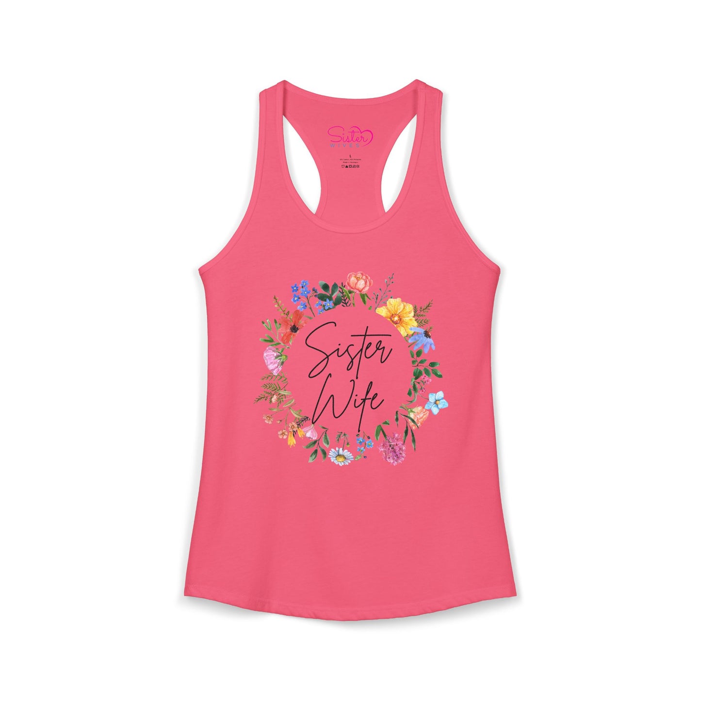 Sister Wife Floral Racerback Tank | Polyamory & ENM Lifestyle Top | Chosen Family Active Tank | Inclusive Relationship Apparel