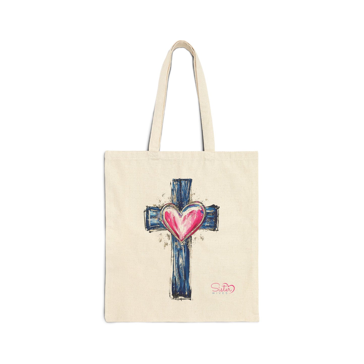 Cross with Heart Tote Bag | Faith & Love Canvas Tote | Chosen Family Christian Tote | Inclusive Spiritual Gift Bag