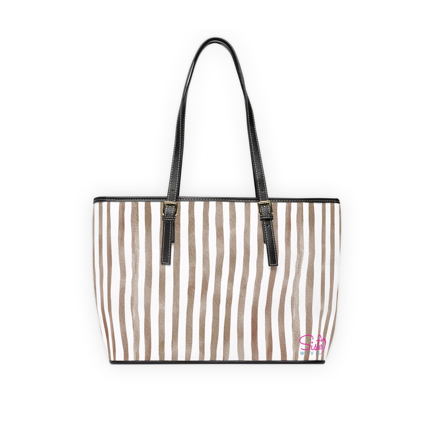 XL Stripe Shoulder Purse – Polyamory Sisterwives ENM Friendly Tote | Swinger Lifestyle Handbag | Soft Blush Minimalist Weekend Bag