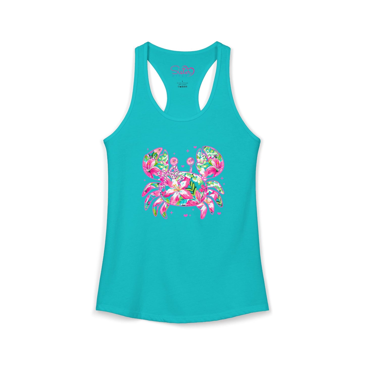 Floral Crab Racerback Tank – Cute Beach Tank Top | Coastal Summer Shirt | Tropical Ocean Graphic Tank