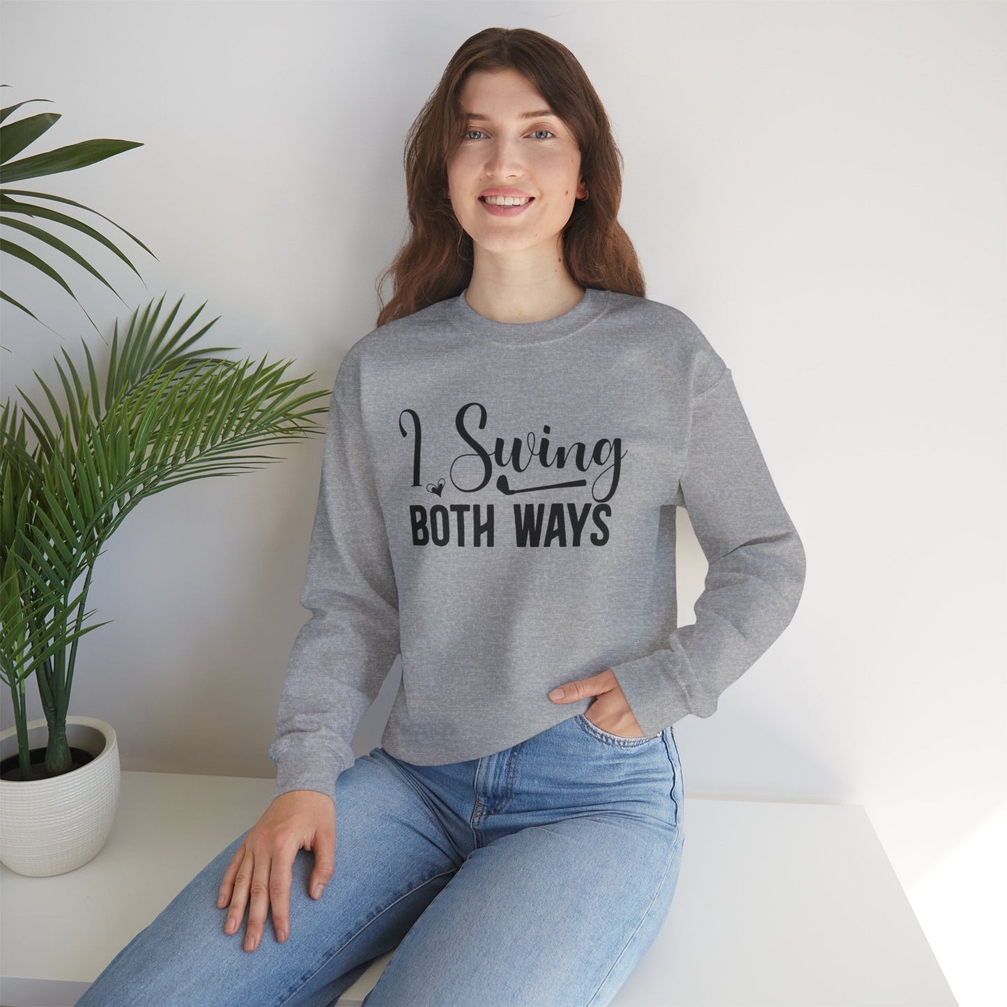 I Swing Both Ways Crewneck Sweatshirt | Bisexual & Swinger Humor Pullover | ENM Friendly Cozy Sweatshirt | Inclusive Relationship Apparel