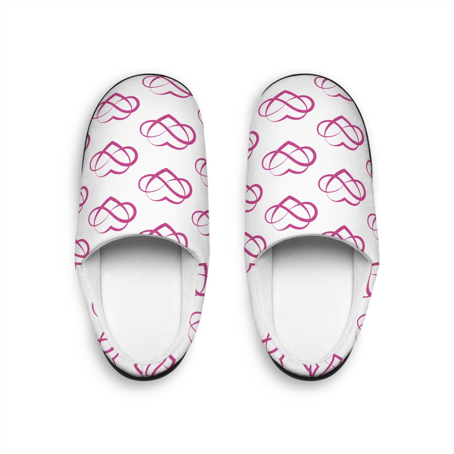 Women's Pink Infinity Heart Indoor Slippers — Cozy Slip-On House Shoes