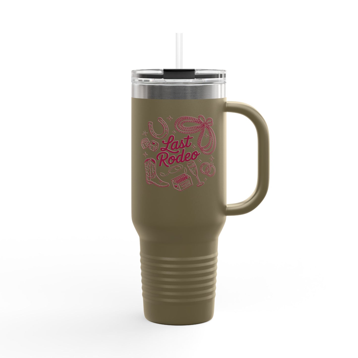 Last Rodeo 40oz Insulated Travel Mug – Western Bachelorette Lucky Cowgirl Tumbler with Straw | Stainless Steel BPA-Free Cup
