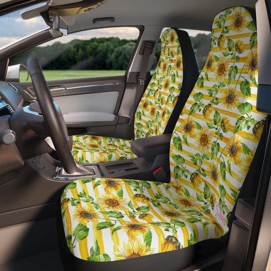 Sunflower Car Seat Covers – Floral Sunflower Auto Seat Covers, Cottagecore Car Interior Decor, Farmhouse Floral Vehicle Accessories