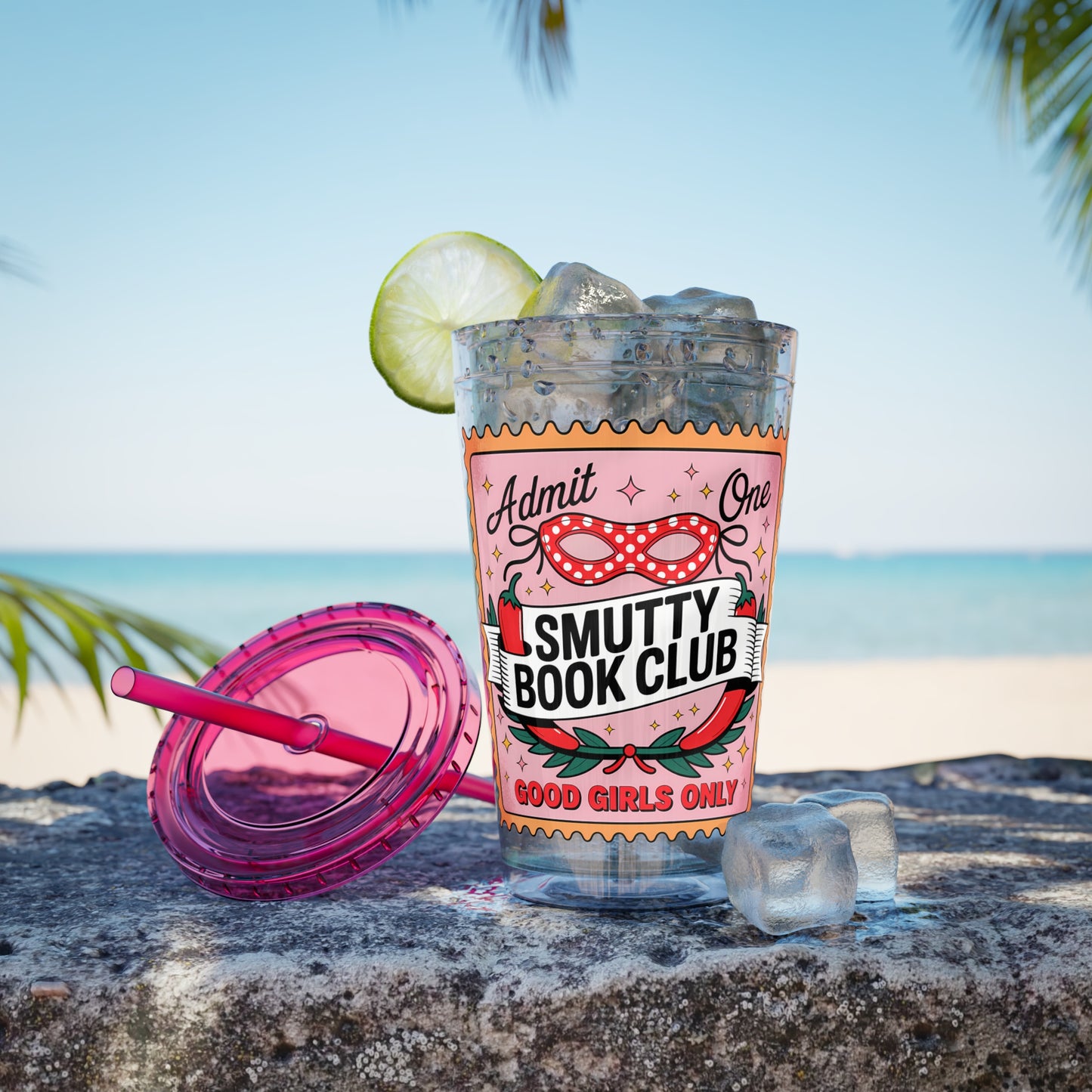 Admit One: Smutty Book Club – 16oz Sunsplash Tumbler | Polyamory Pride Cup | ENM Lifestyle Drinkware | Swinger Aesthetic Travel Cup | Spicy Romance Reader Gift | Poly, Open Relationship, Hotwife Vibes...