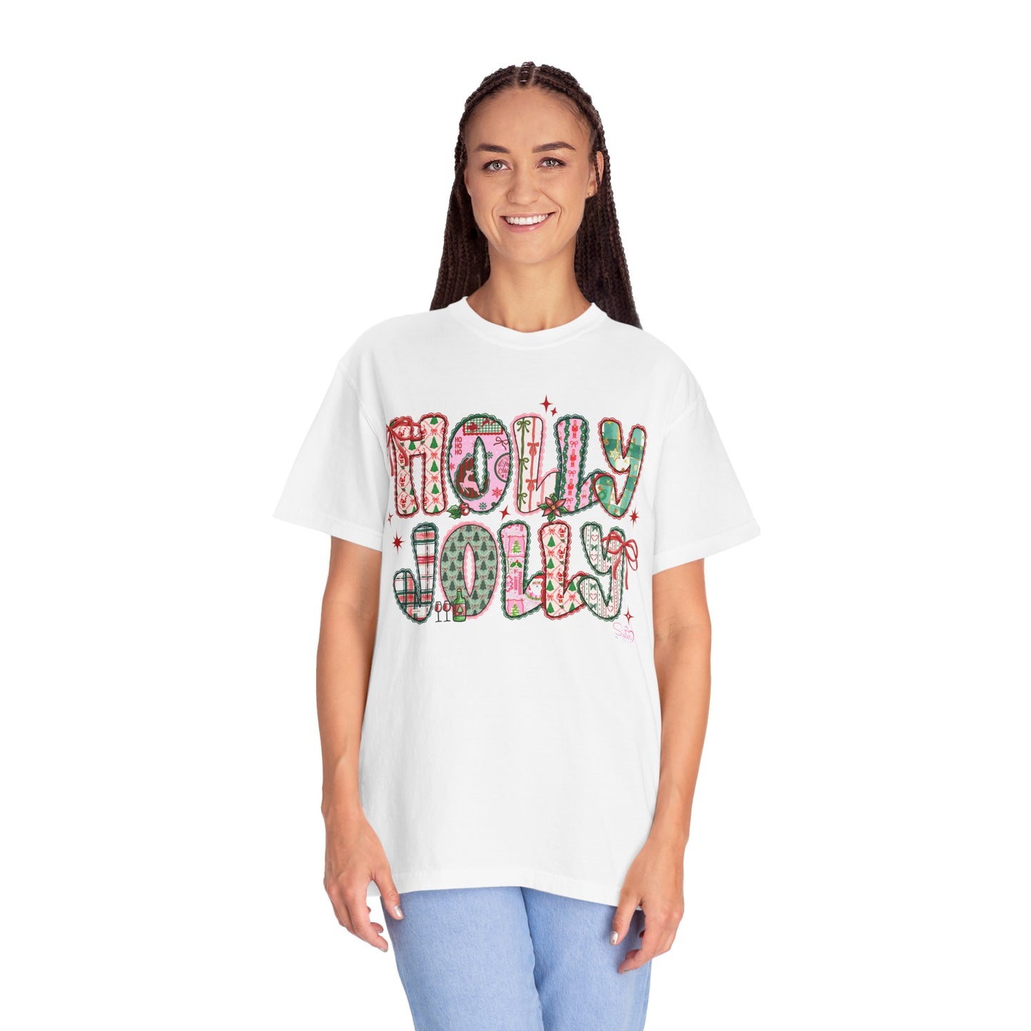 Holly Jolly Holiday Coquette T-Shirt, Unisex Festive Tee, Christmas Shirt, Cute Gift for Her, Holiday Party Wear