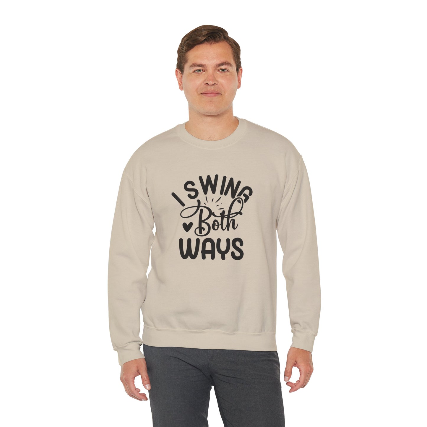 I Swing Both Ways Crewneck Sweatshirt | Bisexual & Swinger Humor Pullover | ENM Friendly Cozy Sweatshirt | Inclusive Relationship Apparel