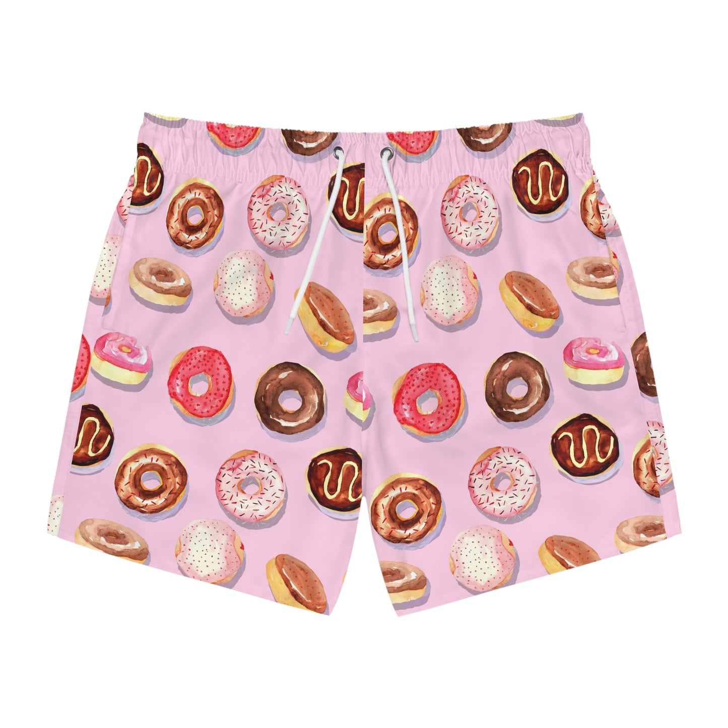 Donut Swim Trunks for Men – Pink Fun Fast-Dry Board Shorts with Drawstring | XS–3XL Summer Swimwear