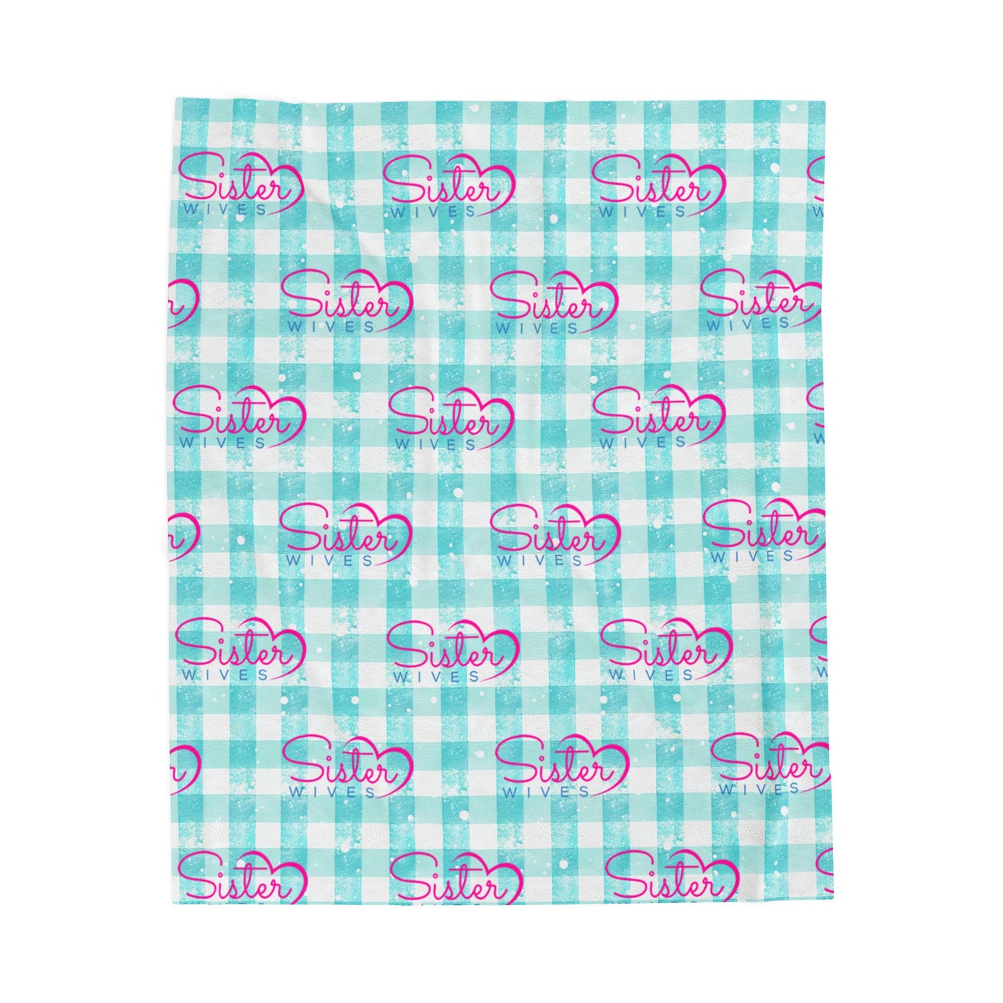 Sister Wives Light Blue Gingham Velveteen Plush Blanket