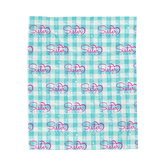 Sister Wives Light Blue Gingham Velveteen Plush Blanket