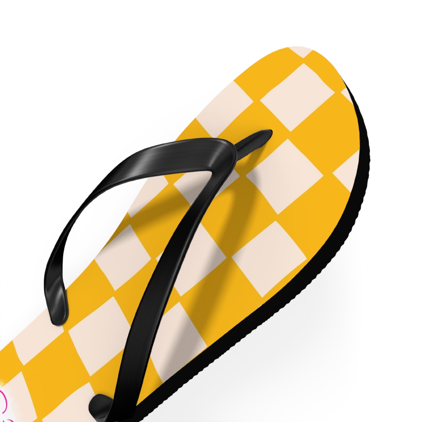 Yellow Checkered Flip Flops | Lightweight Summer Sandals for Travel & Vacation