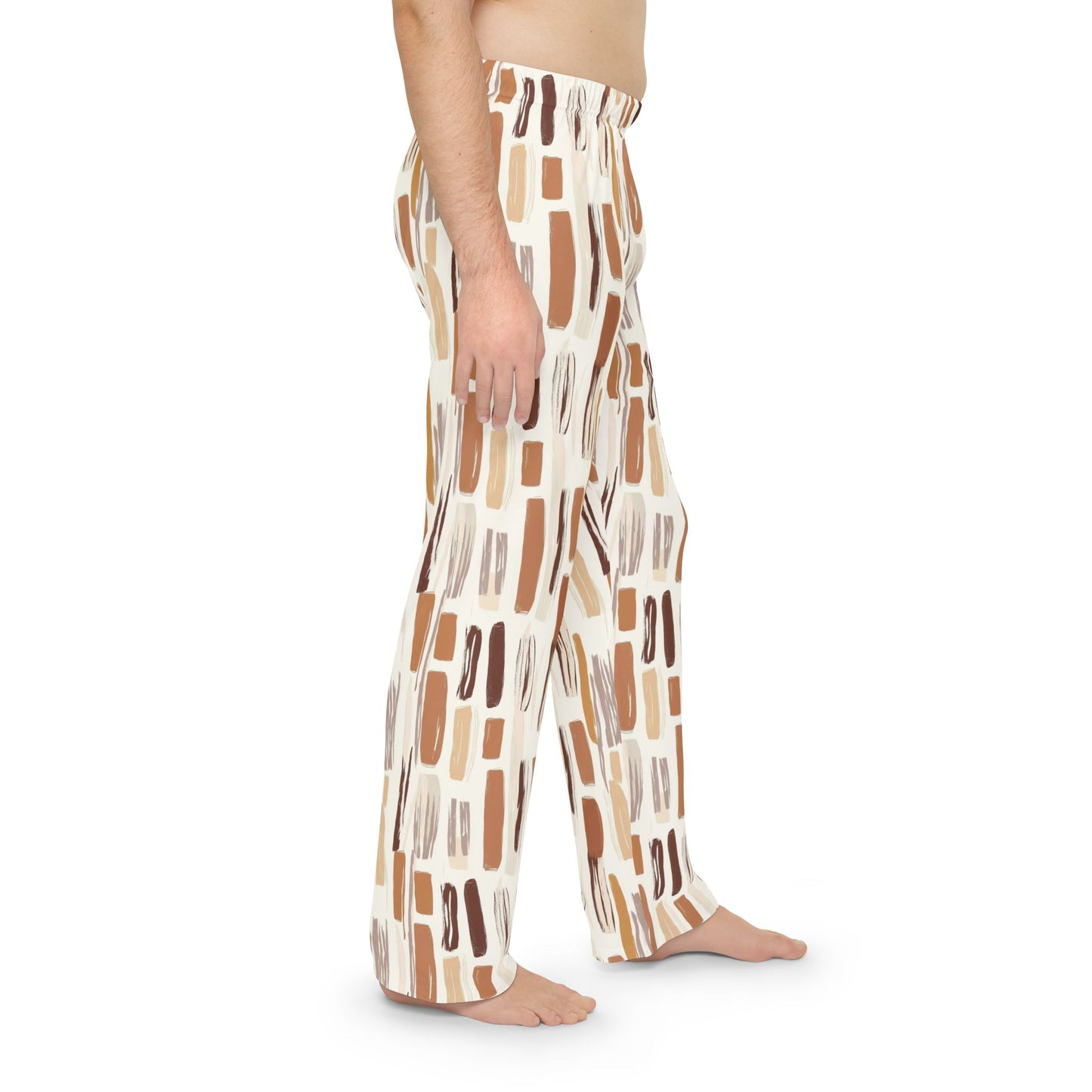 Men’s Neutral Boho Pajama Pants | Earth Tone Abstract Lounge Pants | Minimalist Sleepwear | Polyamory & ENM Friendly