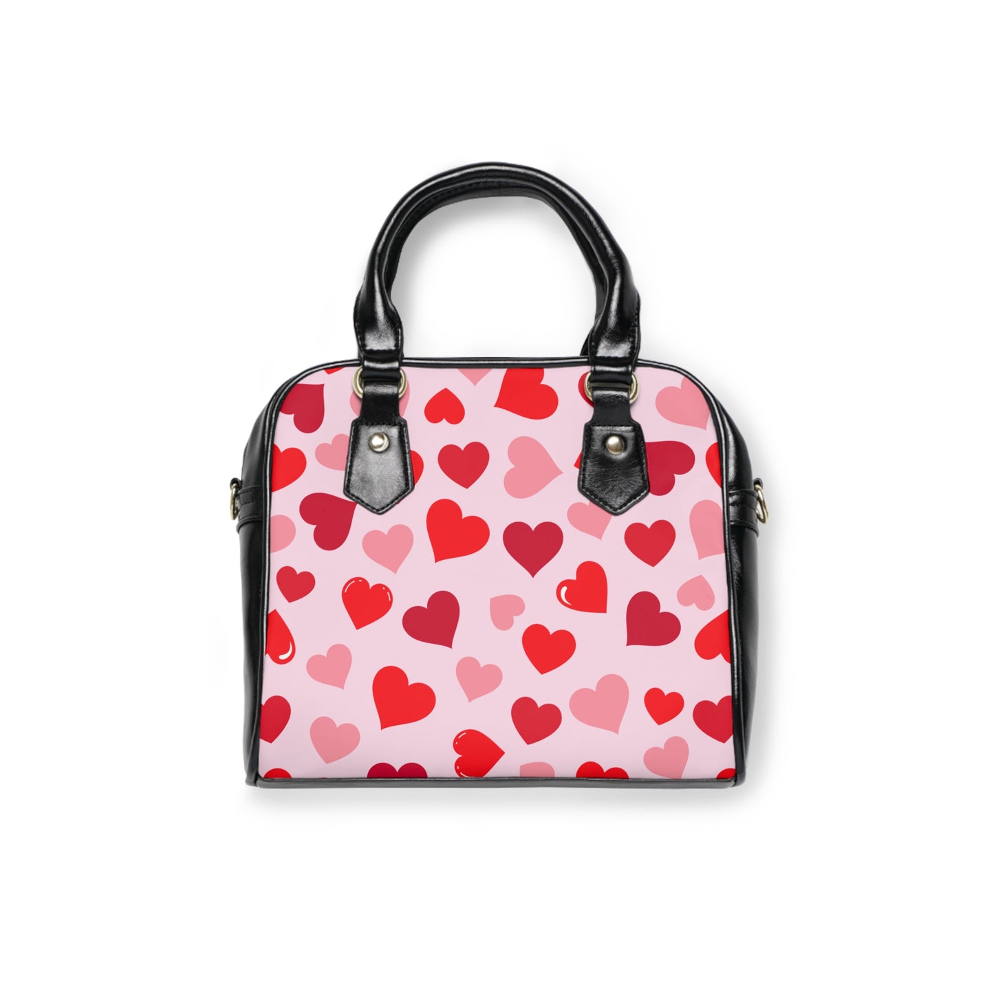 Light Pink Valentine’s Heart Print Shoulder Handbag – Love-Themed PU Leather Purse, Polyamory & ENM Friendly Gift, Swinger Lifestyle Fashion Bag