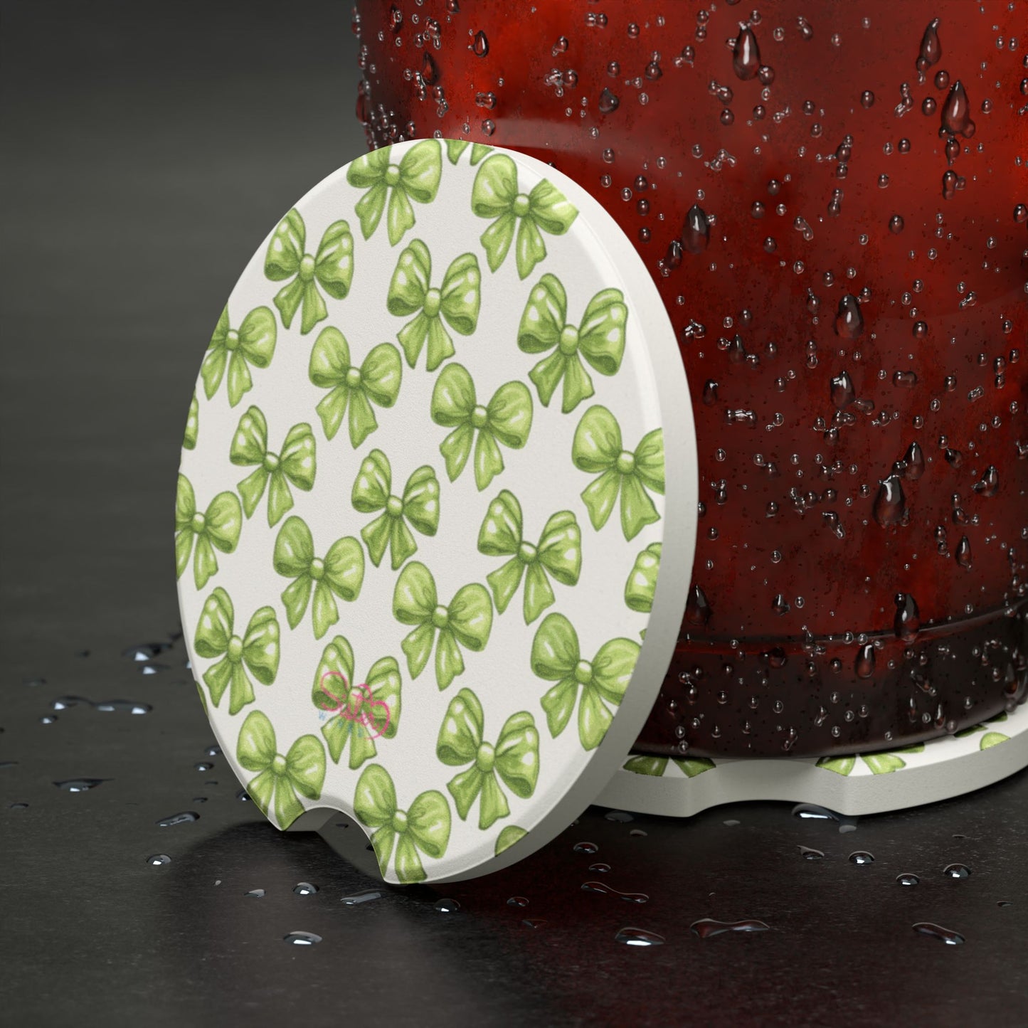 Soapstone Car Coaster Green Coquette Bows, Ethical Non Monogamy