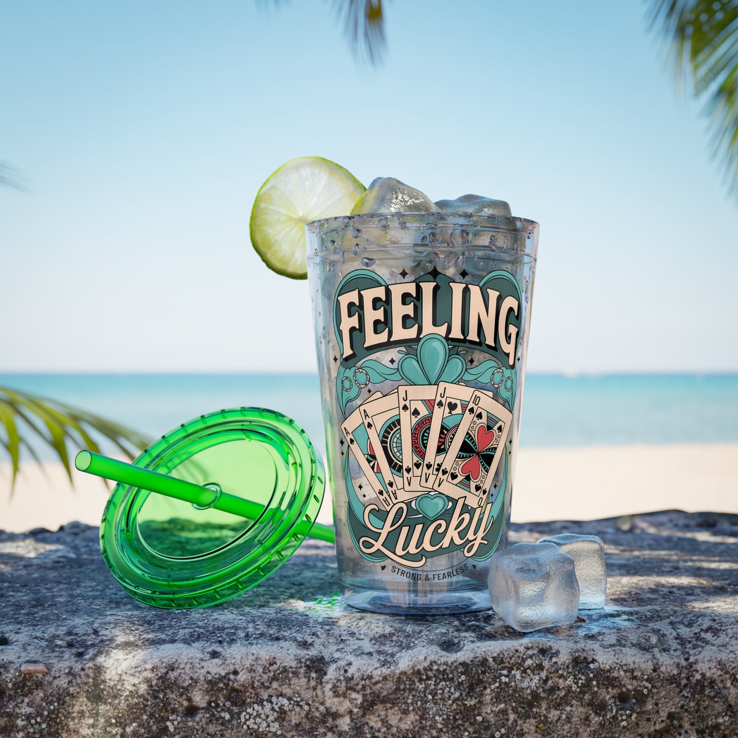 Feeling Lucky? Swinger Lifestyle 16oz Sunsplash Tumbler | Polyamory Pride Cup | ENM Drinkware | Ethical Non-Monogamy Gift | Open Relationship Aesthetic | Lifestyle Party Travel Cup