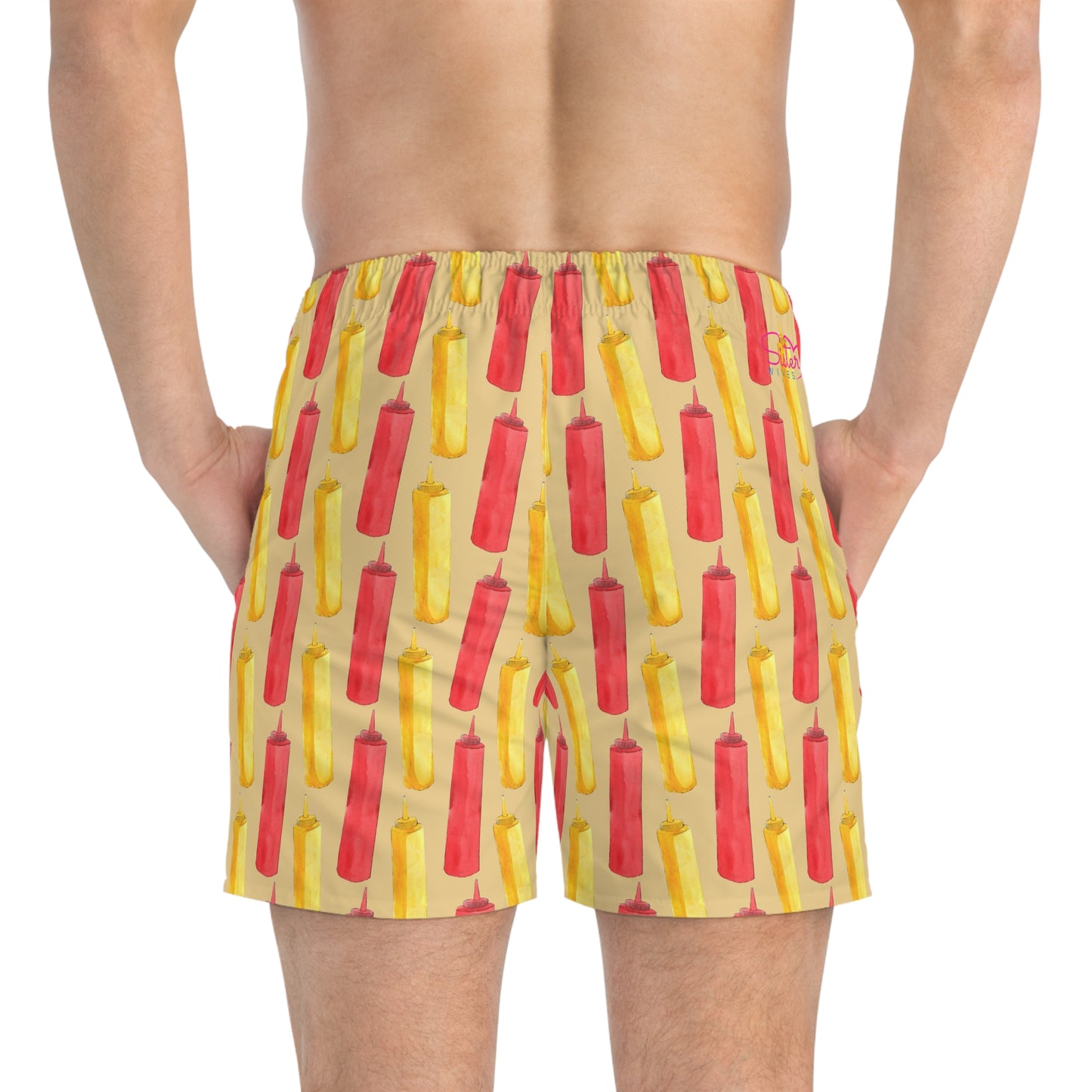 Men’s BBQ Swim Trunks – Grill & Cookout Boardshorts | Funny Food Print Swimwear | Fast-Dry Summer Swim Shorts