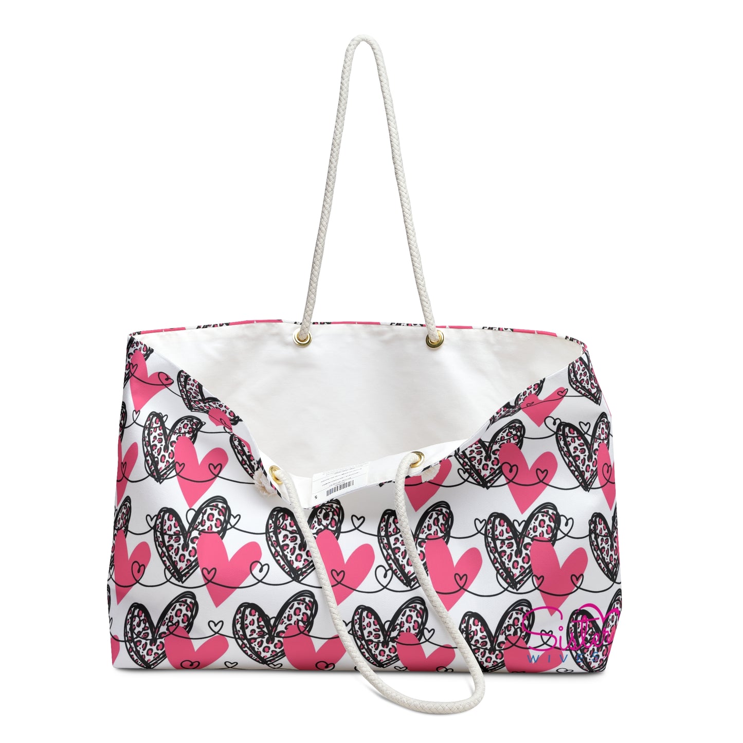 Valentine Weekender Bag Pink Hearts Cheetah Print Travel Tote | Love Pattern Overnight Bag | Cute Valentine Getaway Bag