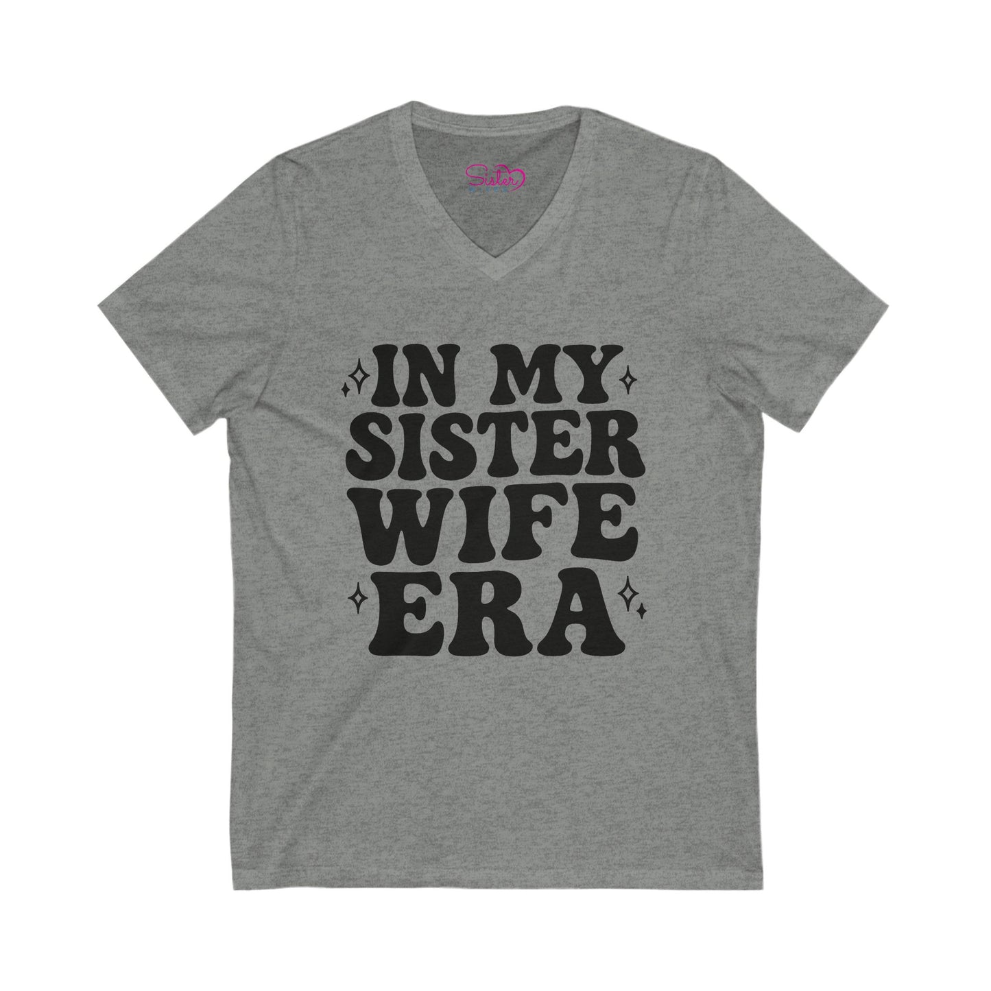 Black In My Sister Wife Era V-Neck Tee, Casual Shirt, Gift for Sister, Fun Fashion T-Shirt, Summer Top, Everyday Wear