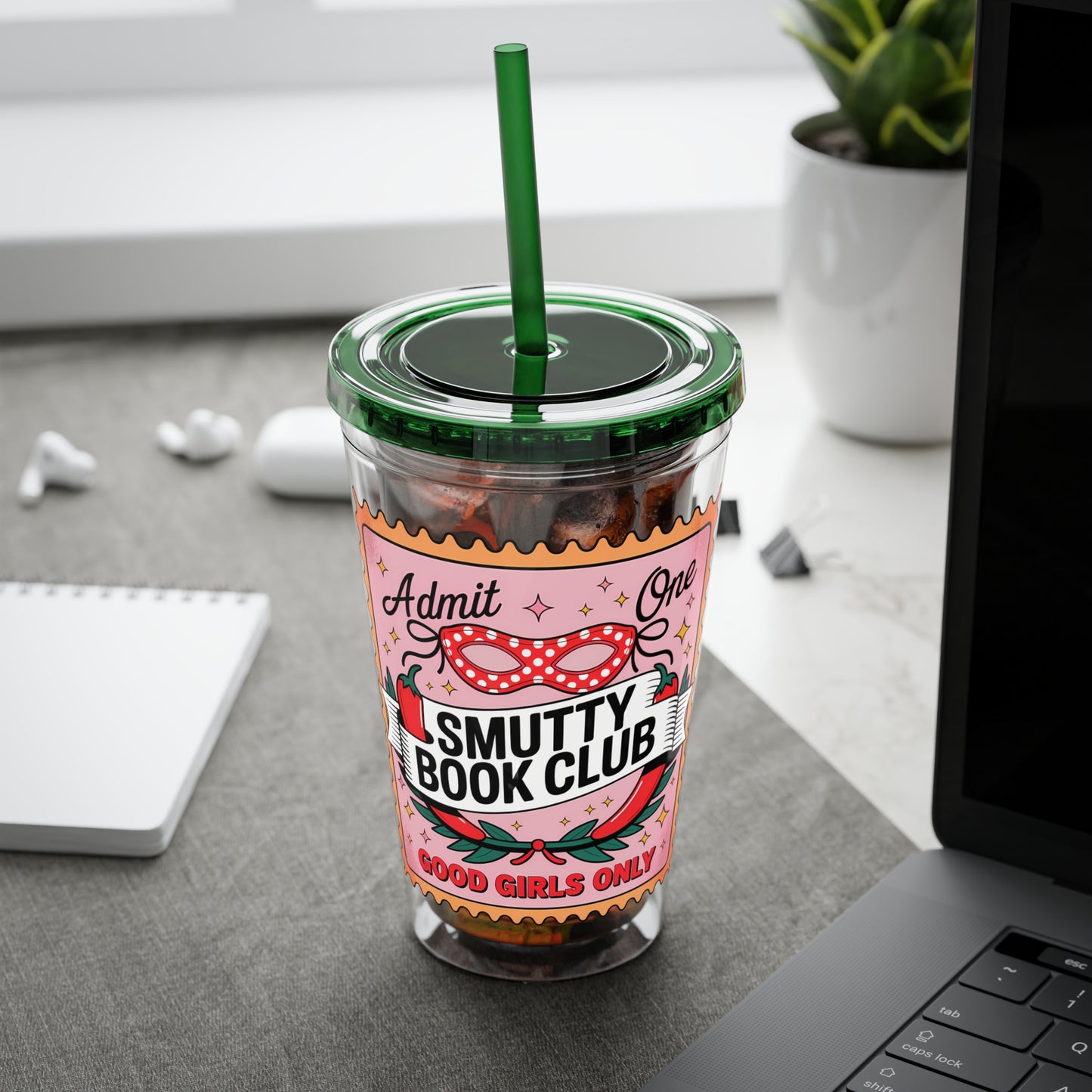 Admit One: Smutty Book Club – 16oz Sunsplash Tumbler | Polyamory Pride Cup | ENM Lifestyle Drinkware | Swinger Aesthetic Travel Cup | Spicy Romance Reader Gift | Poly, Open Relationship, Hotwife Vibes...