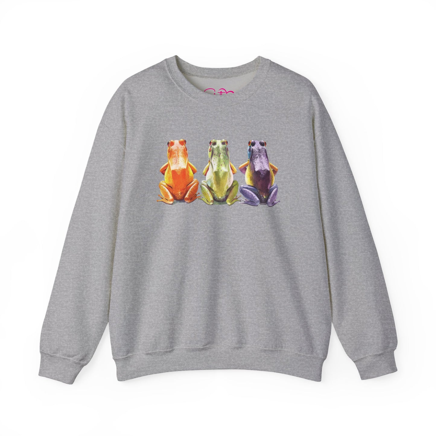 Three Frogs Crewneck Sweatshirt | Chosen Family Symbol Pullover | Polyamory & ENM Cozy Apparel | Whimsical Nature Graphic Sweatshirt