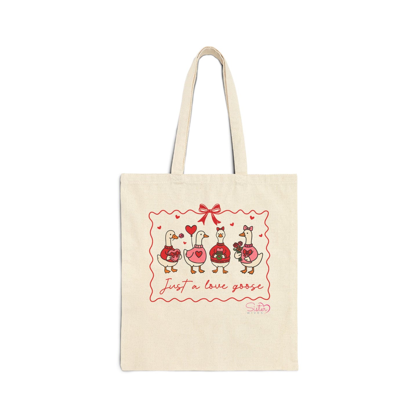 Just A Love Goose Canvas Tote Bag – Cute Cotton Tote with Whimsical Goose Art | Everyday Market & Library Bag