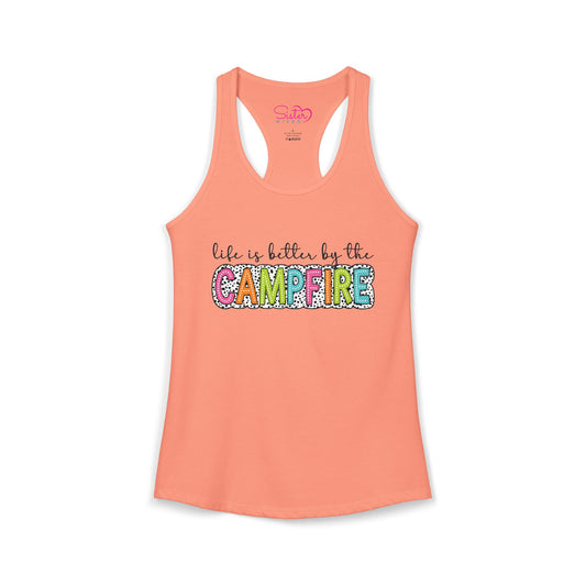 Campfire Racerback Tank | Cozy Outdoorsy Summer Tank Top | Chosen Family Camping Shirt | Inclusive Lifestyle Apparel