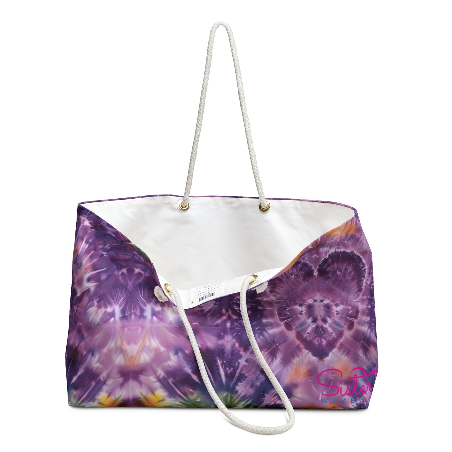 Mardi Gras Tie-Dye Weekender Bag | Polyamory ENM Friendly Travel Tote | Matching Couple & Throuple Overnight Bag | Festival & Cruise Carryall
