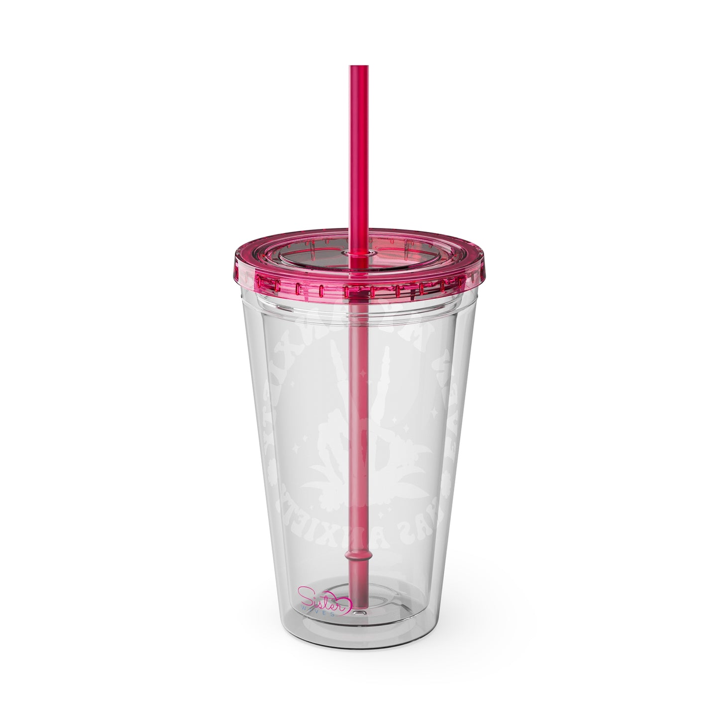 Even My Anxiety Has Anxiety” Skeleton Peace Sign 16oz Sunsplash Tumbler | Dark Humor Mental Health Cup | Goth Aesthetic Drinkware | Spooky Skeleton Cup | Anxiety Humor Gift