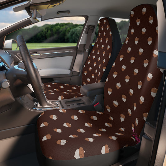 Acorn Car Seat Covers | Neutral Woodland Auto Decor | Cozy Boho Forest Seat Covers | Polyamory & ENM Friendly